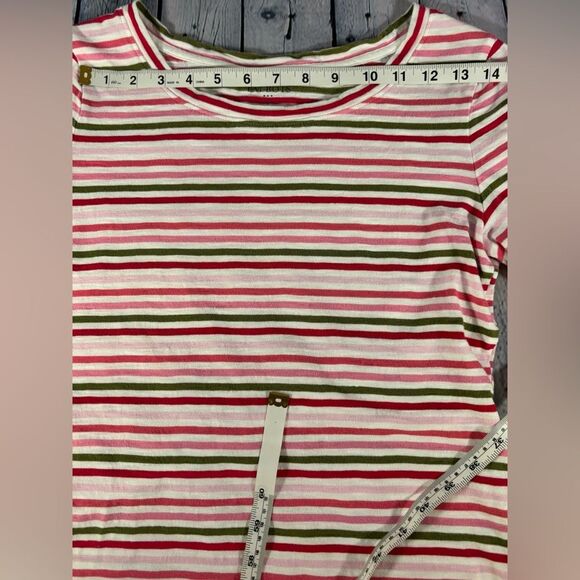 Talbots Pink Red Green Striped Preppy Classic Beachy Vacation Comfy Tshirt S - Picture 5 of 9